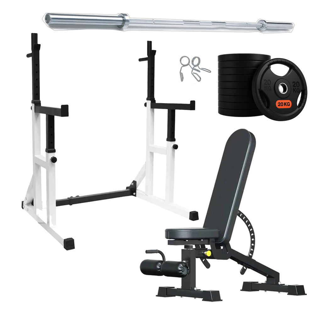 Heavy Duty Squat Rack Black & White | HomeGymDeals UK