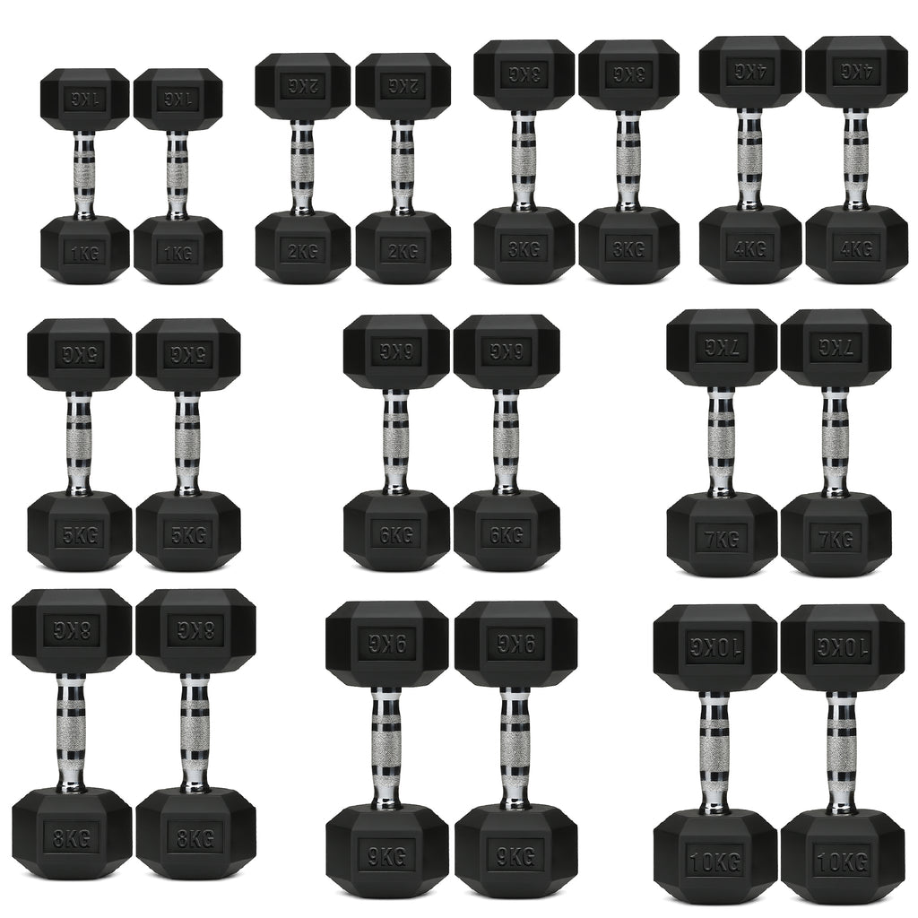 Hex Dumbbell Set 10 Pairs with A10 Tree Rack