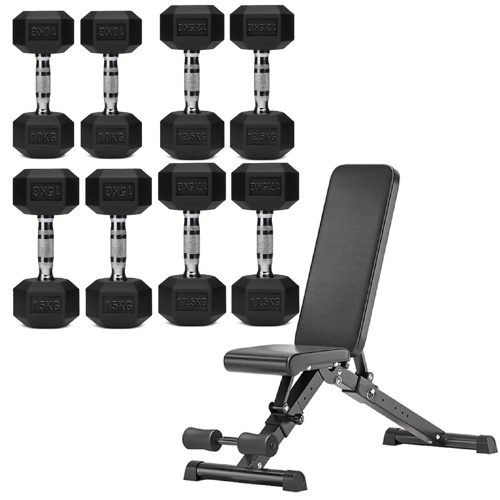 Hex Dumbbell Set 4 Pair with A5 Tier Rack