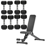 Hex Dumbbell Set 4 Pair with A5 Tier Rack