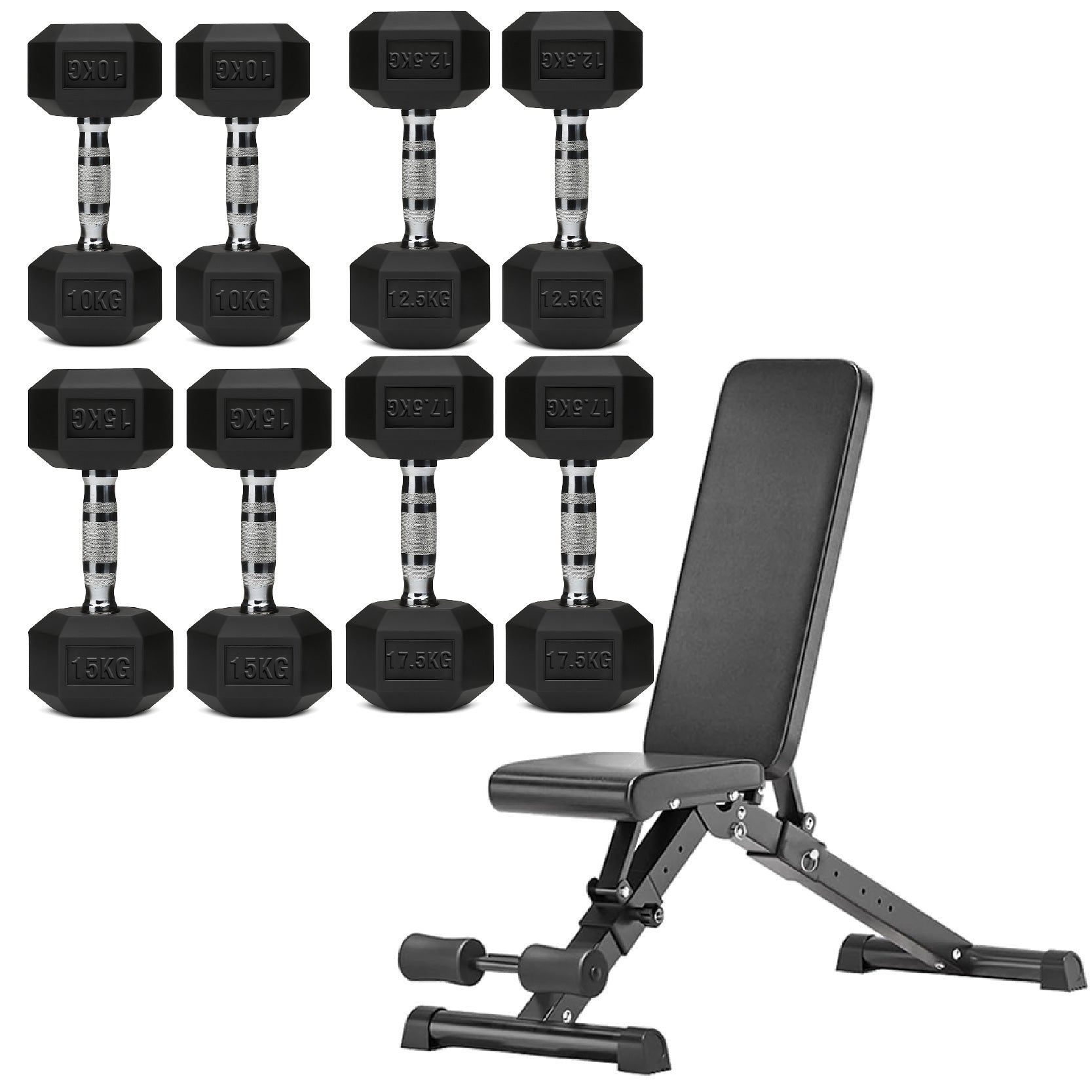 Hex Dumbbell Set 4 Pair with A5 Tier Rack