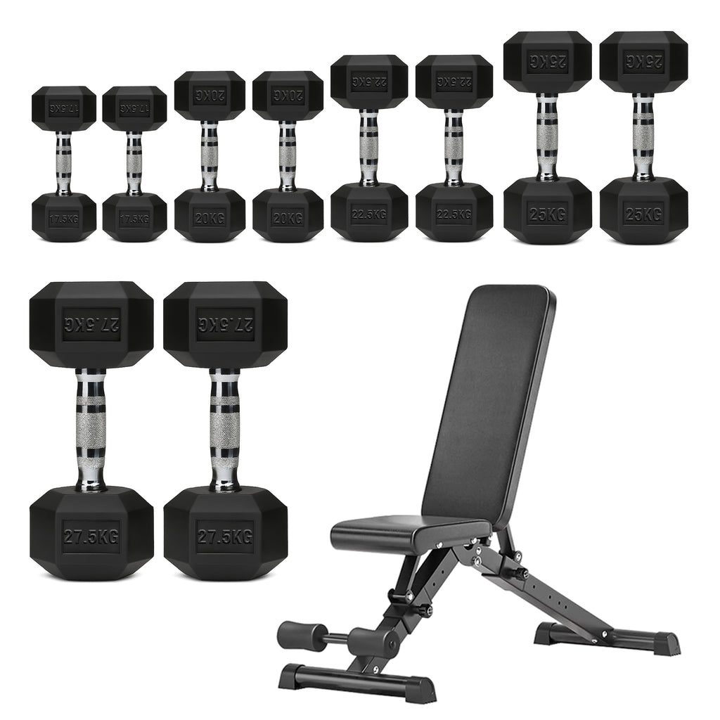 Hex Dumbbell Set – 5 Pairs with 5-Tier Tree Rack