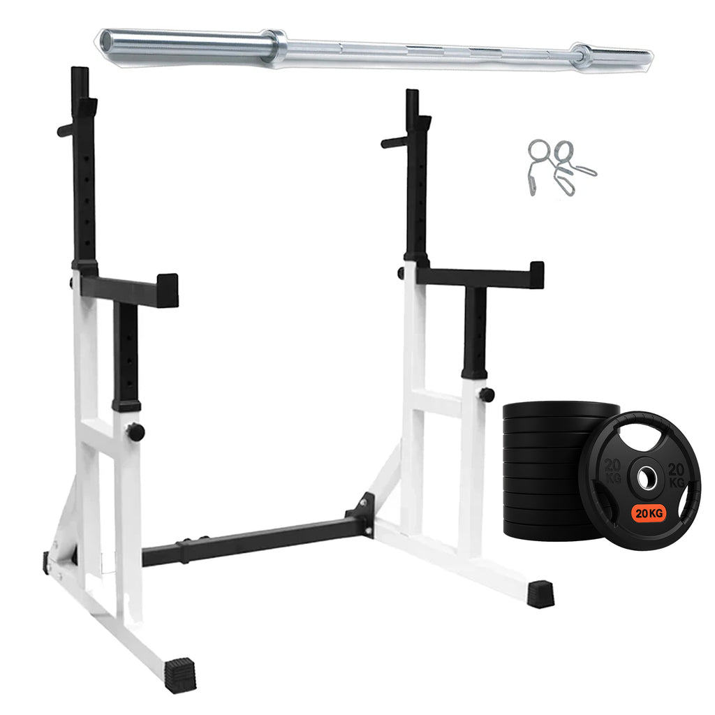 Heavy Duty Squat Rack Black & White | HomeGymDeals UK