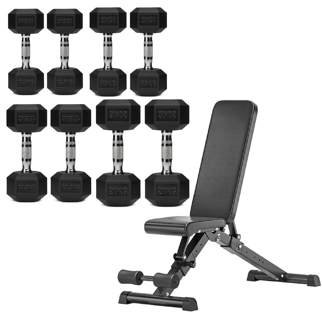 Hex Dumbbell Set 4 Pair with A5 Tier Rack