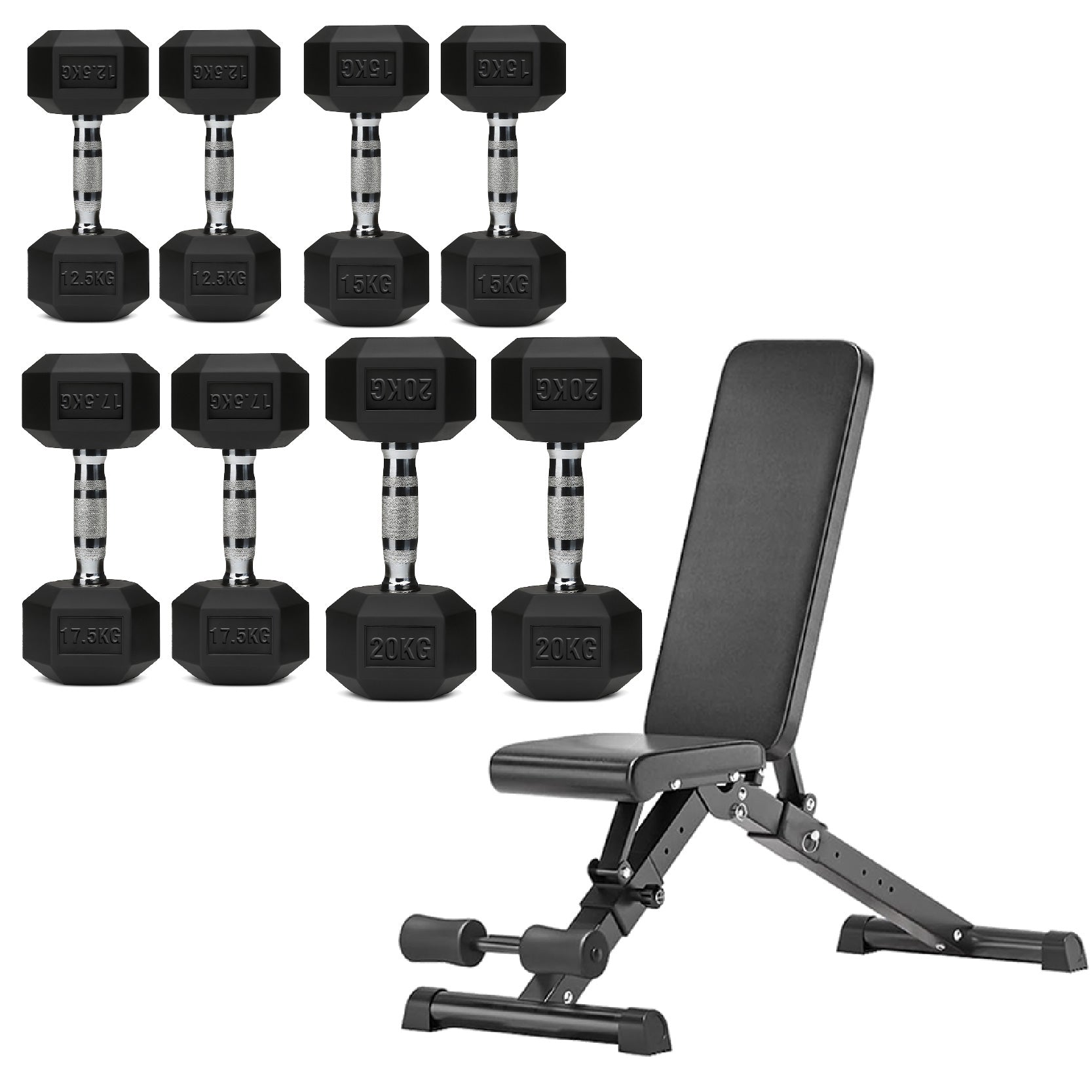 Hex Dumbbell Set 4 Pair with A5 Tier Rack