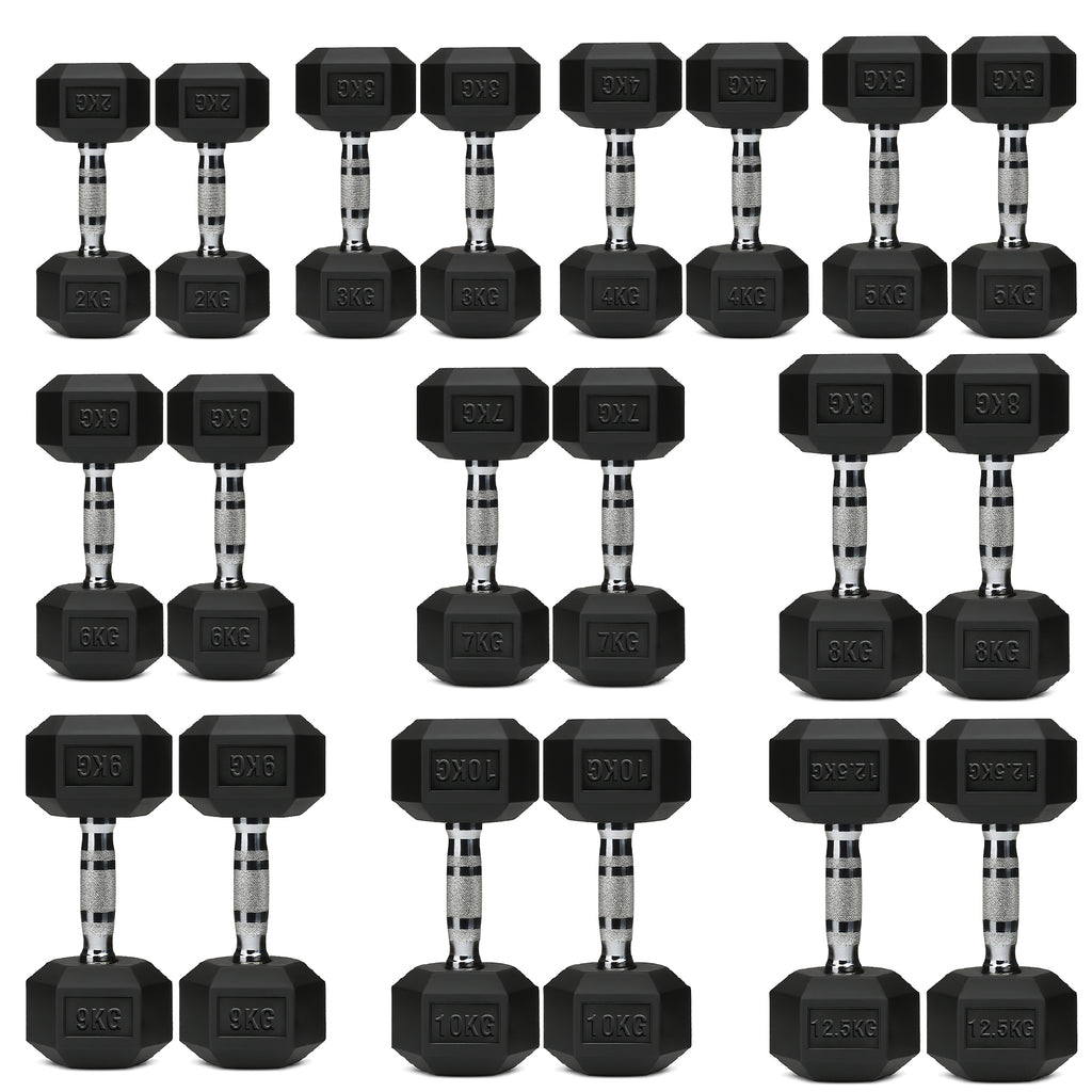 Hex Dumbbell Set 10 Pairs with A10 Tree Rack