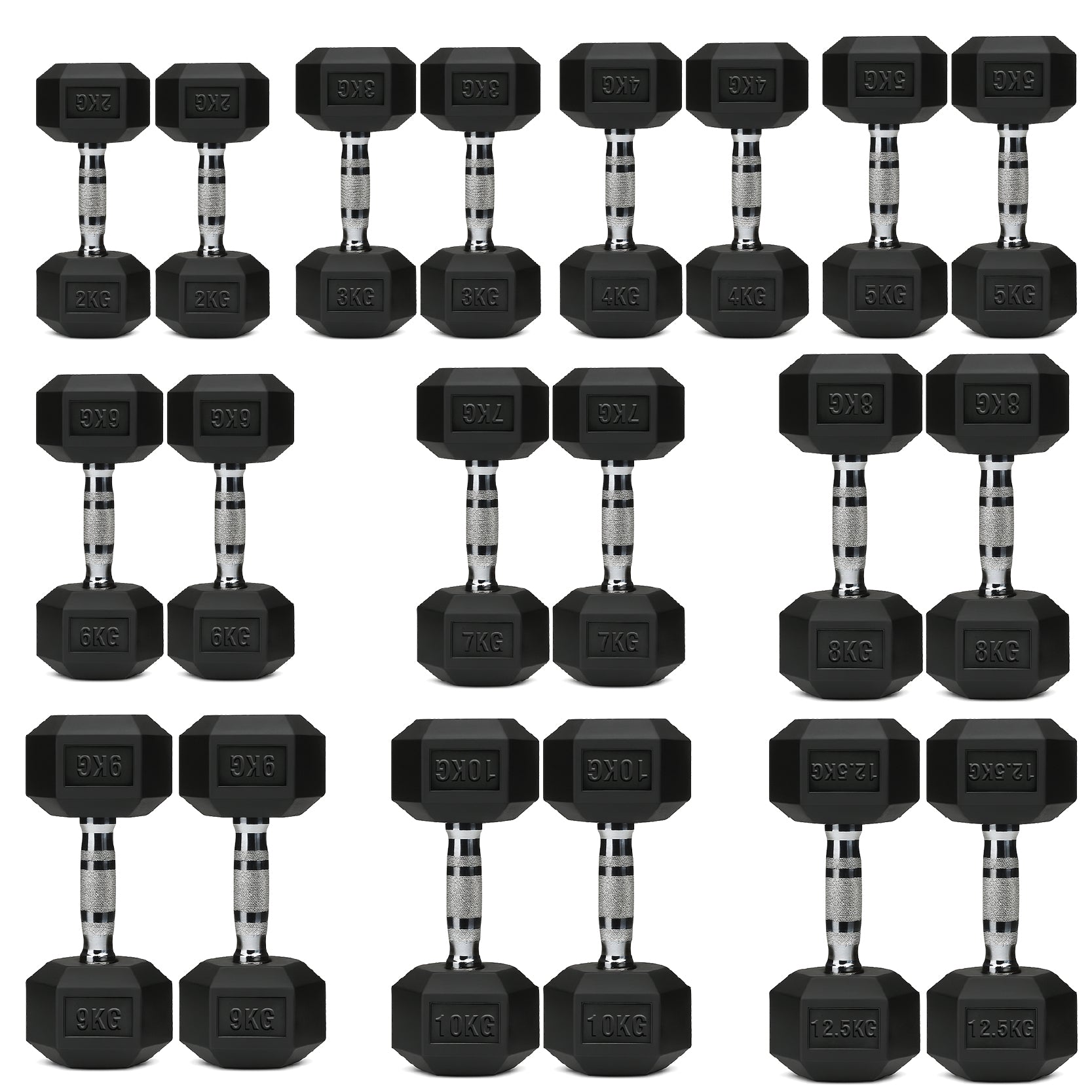 Hex Dumbbell Set 10 Pairs with A10 Tree Rack