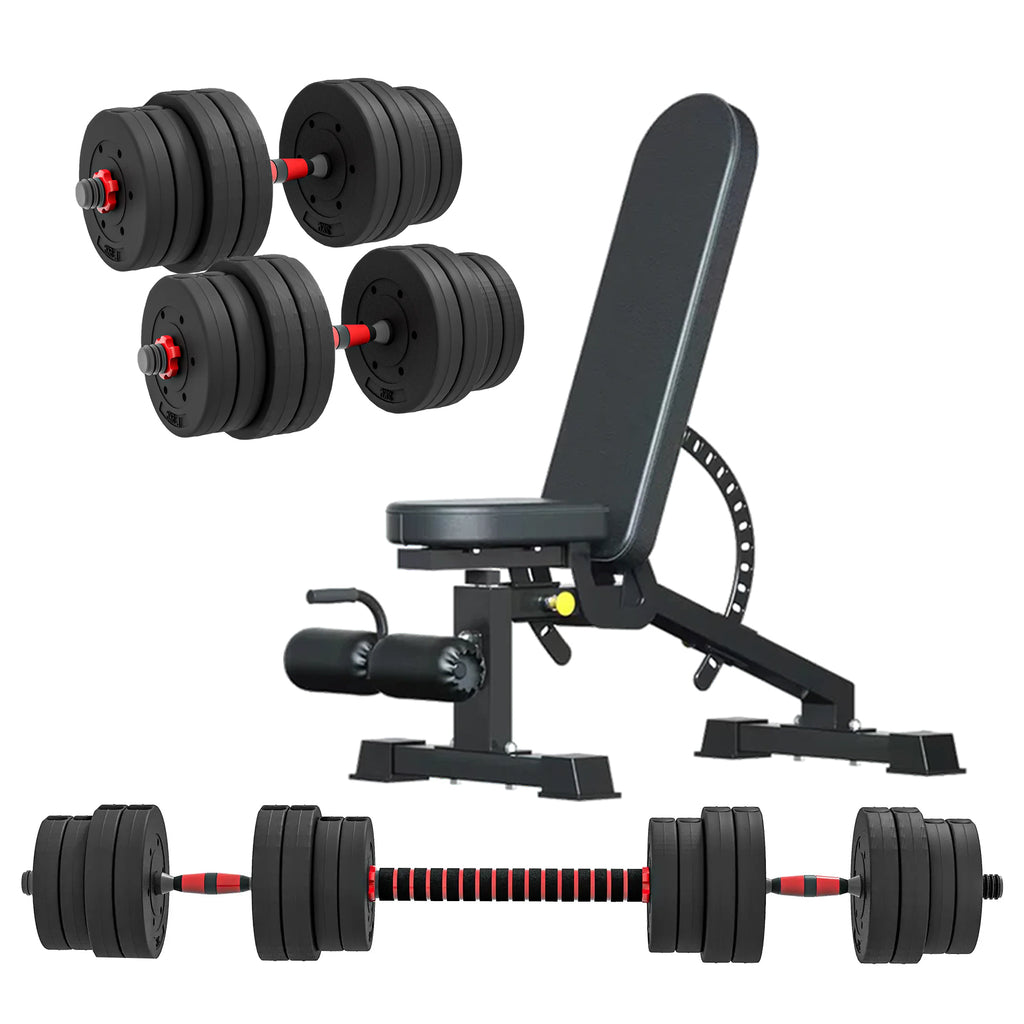 Adjustable Dumbbells & Barbell Set (20 kg / 25 kg / 30 kg) – 2-in-1 Home Gym Free Weights