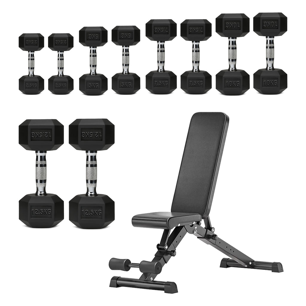 Hex Dumbbell Set – 5 Pairs with 5-Tier Tree Rack