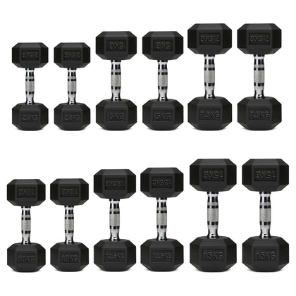 Hex Dumbbell Set 6 Pairs with A6 Tree Rack