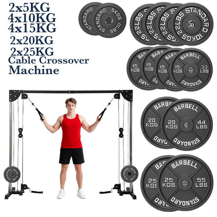 Home Gym Cable Crossover Machine – Adjustable Dual Pulley System