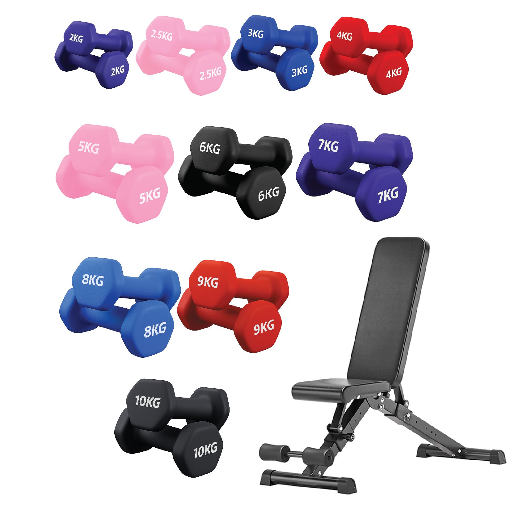 Neoprene Dumbbell 10 Tree Rack
