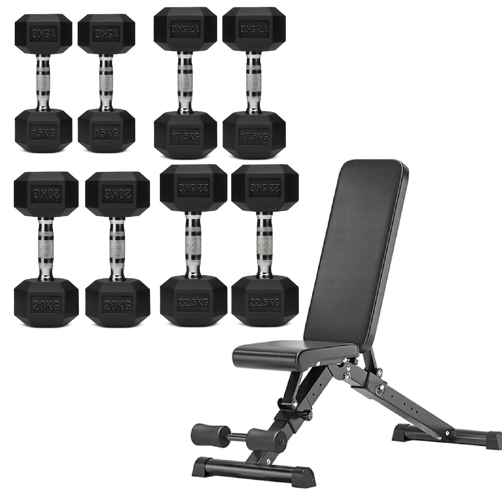 Hex Dumbbell Set 4 Pair with A5 Tier Rack