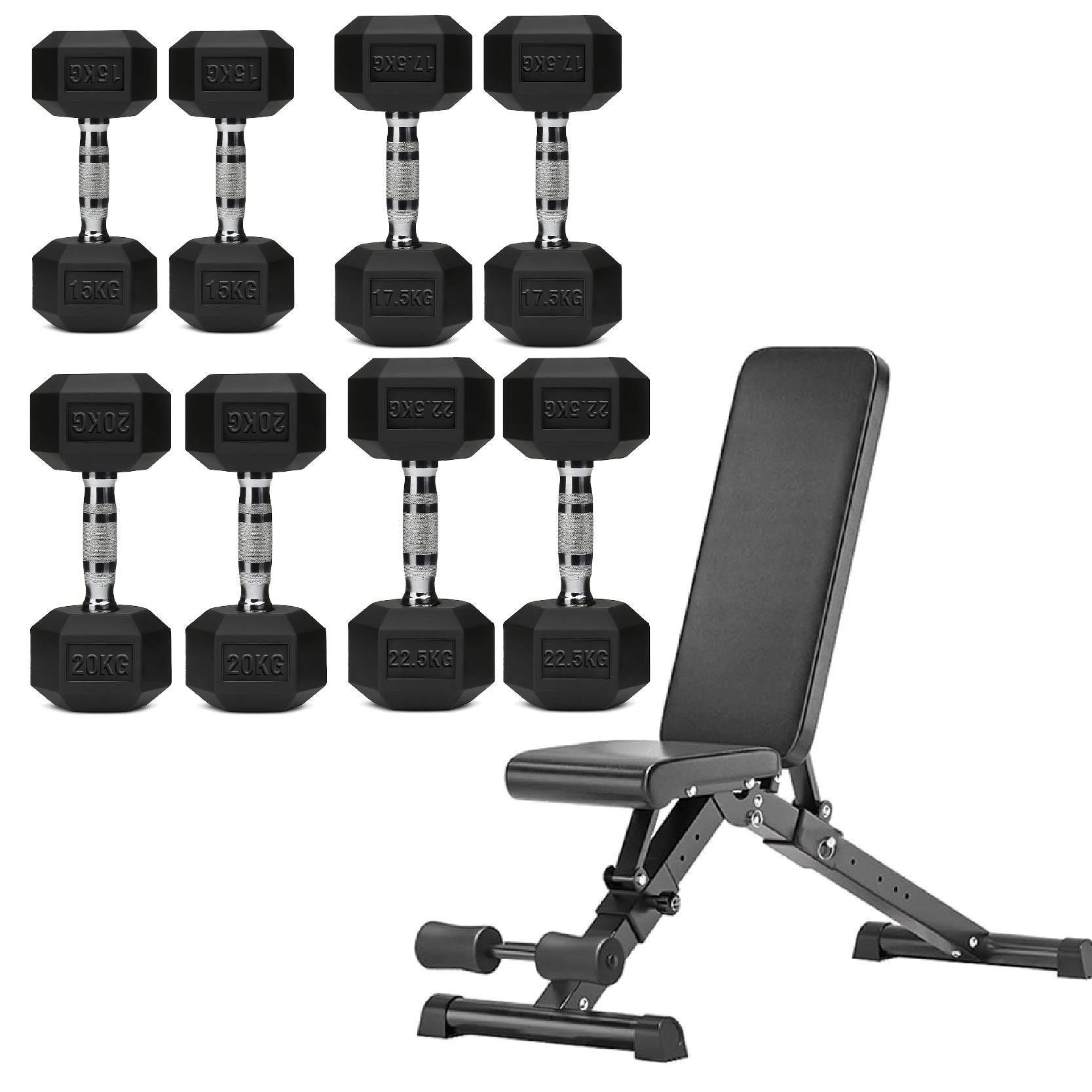 Hex Dumbbell Set 4 Pair with A5 Tier Rack