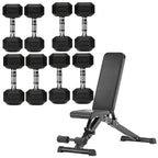 Hex Dumbbell Set 4 Pair with A5 Tier Rack