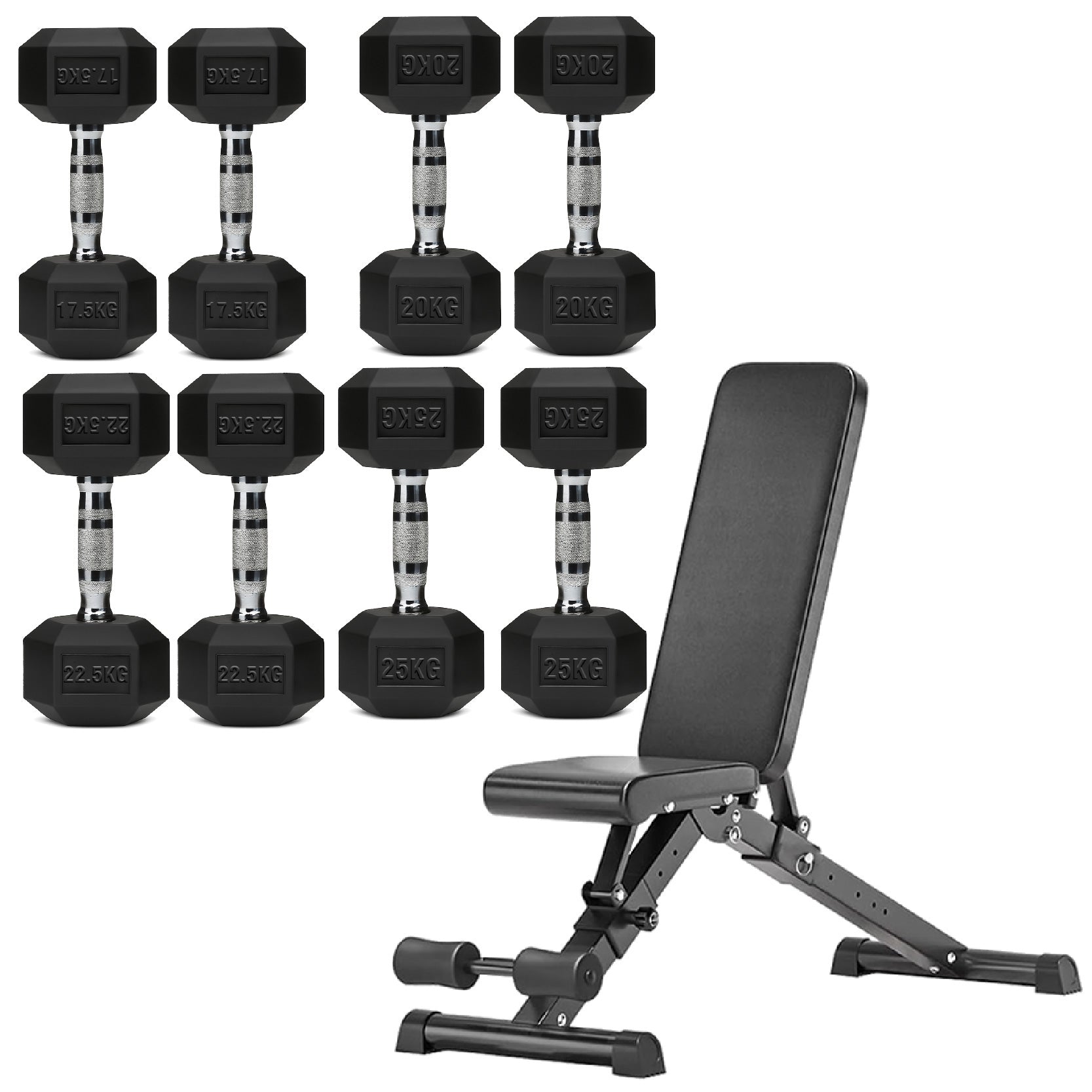 Hex Dumbbell Set 4 Pair with A5 Tier Rack