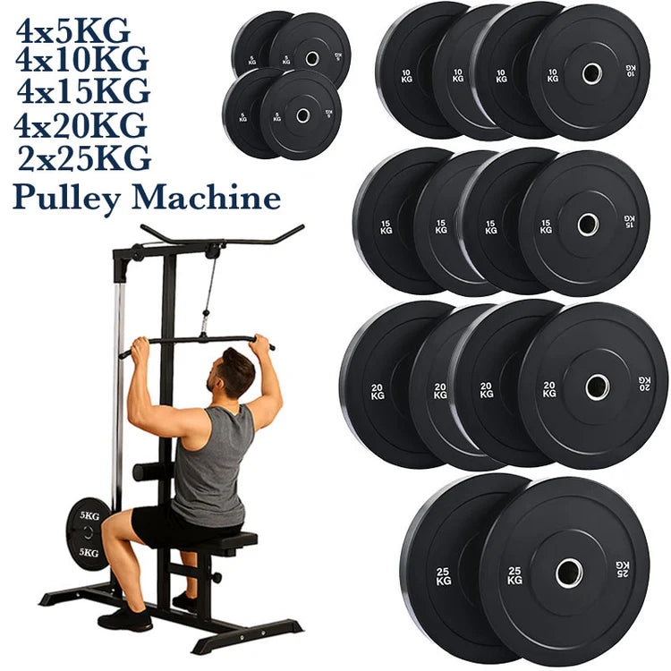 Exercise Pulley Machine Power Tower – Adjustable Seat & Cables