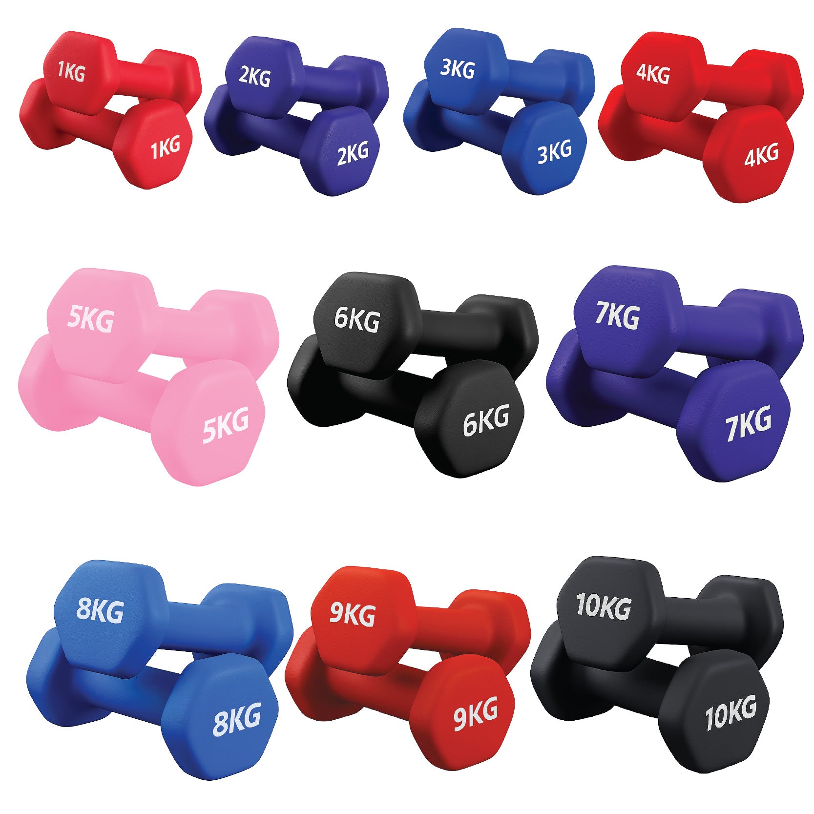 Neoprene Dumbbell 10 Tree Rack