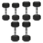 Hex Dumbbell Set – 3 Pairs with 3-Tier Tree Rack