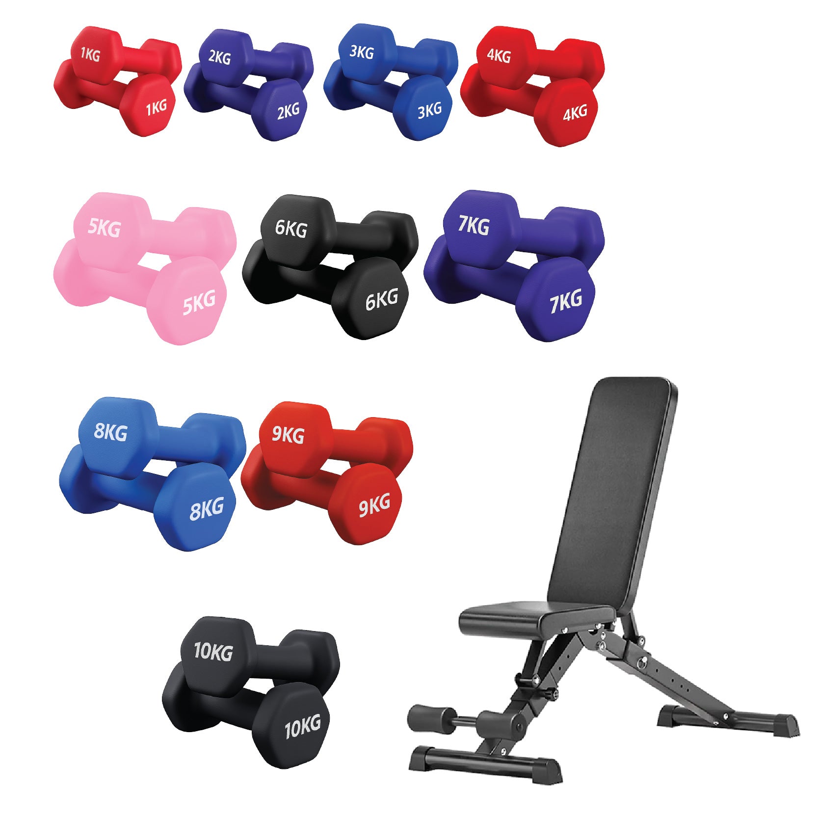 Neoprene Dumbbell 10 Tree Rack