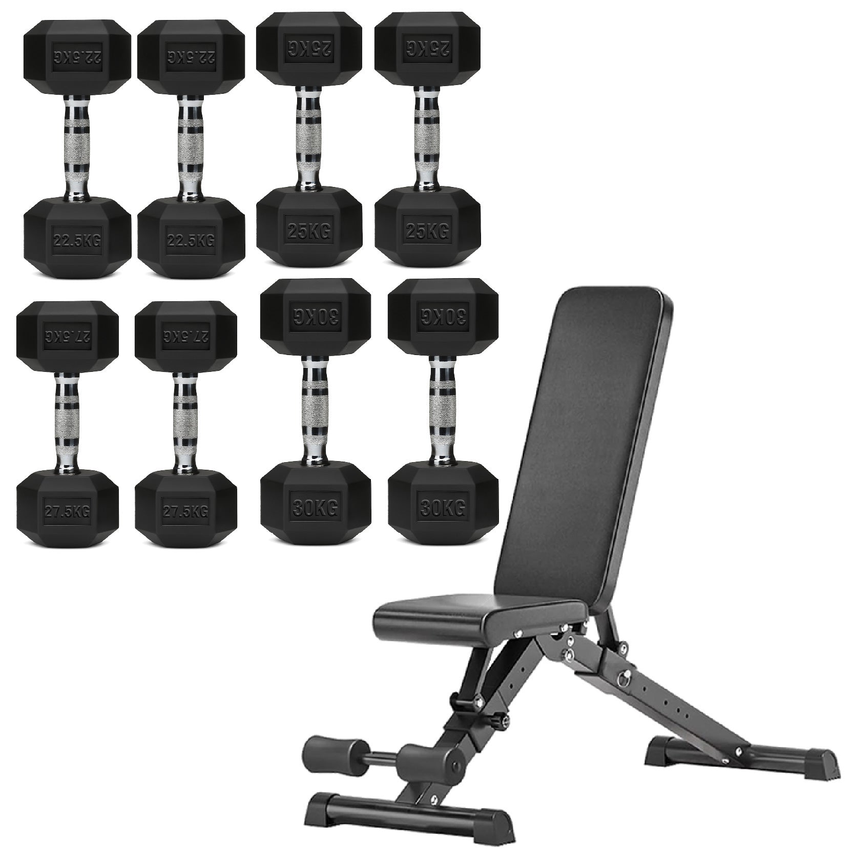 Hex Dumbbell Set 4 Pair with A5 Tier Rack