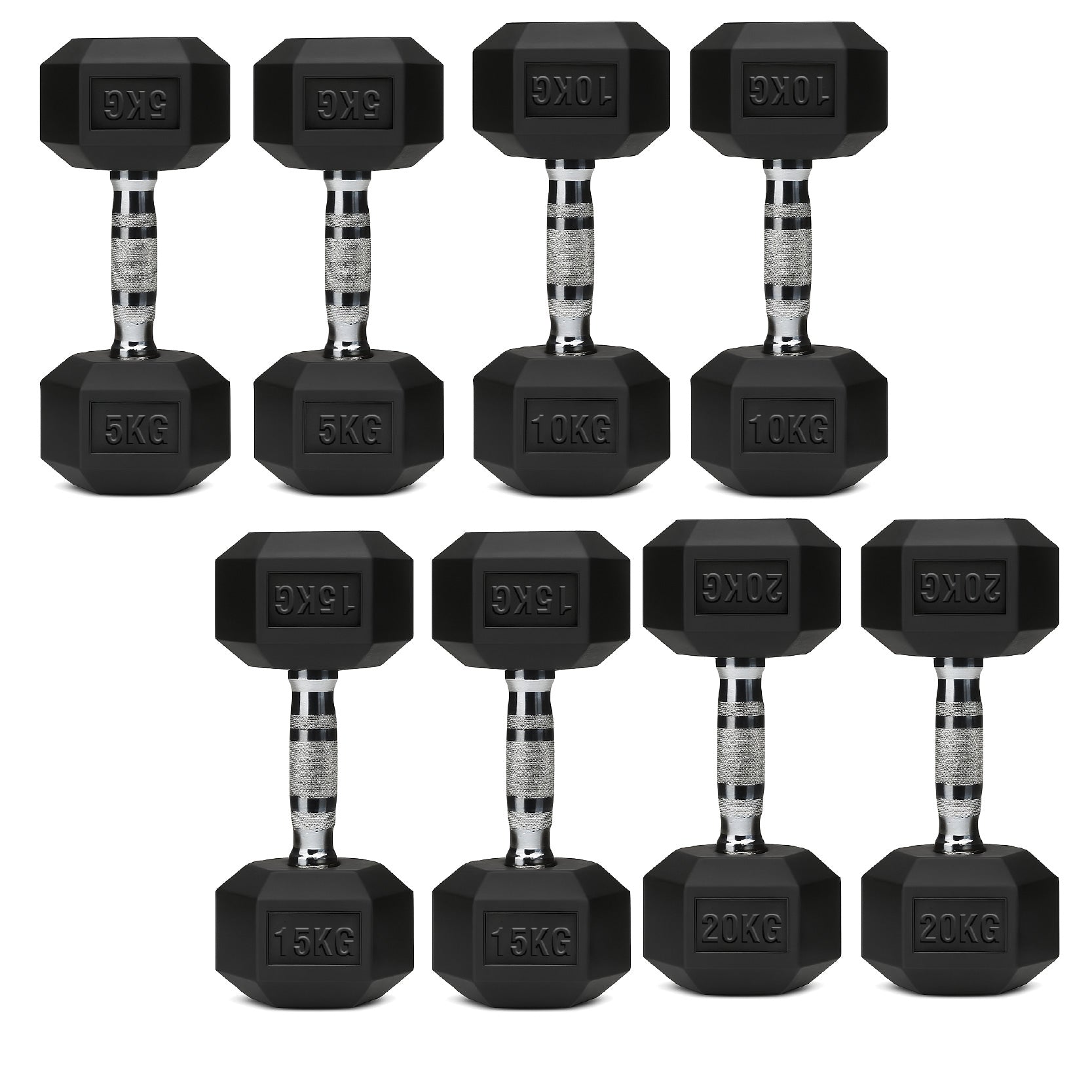 Hex Dumbbell Set 4 Pair with A5 Tier Rack