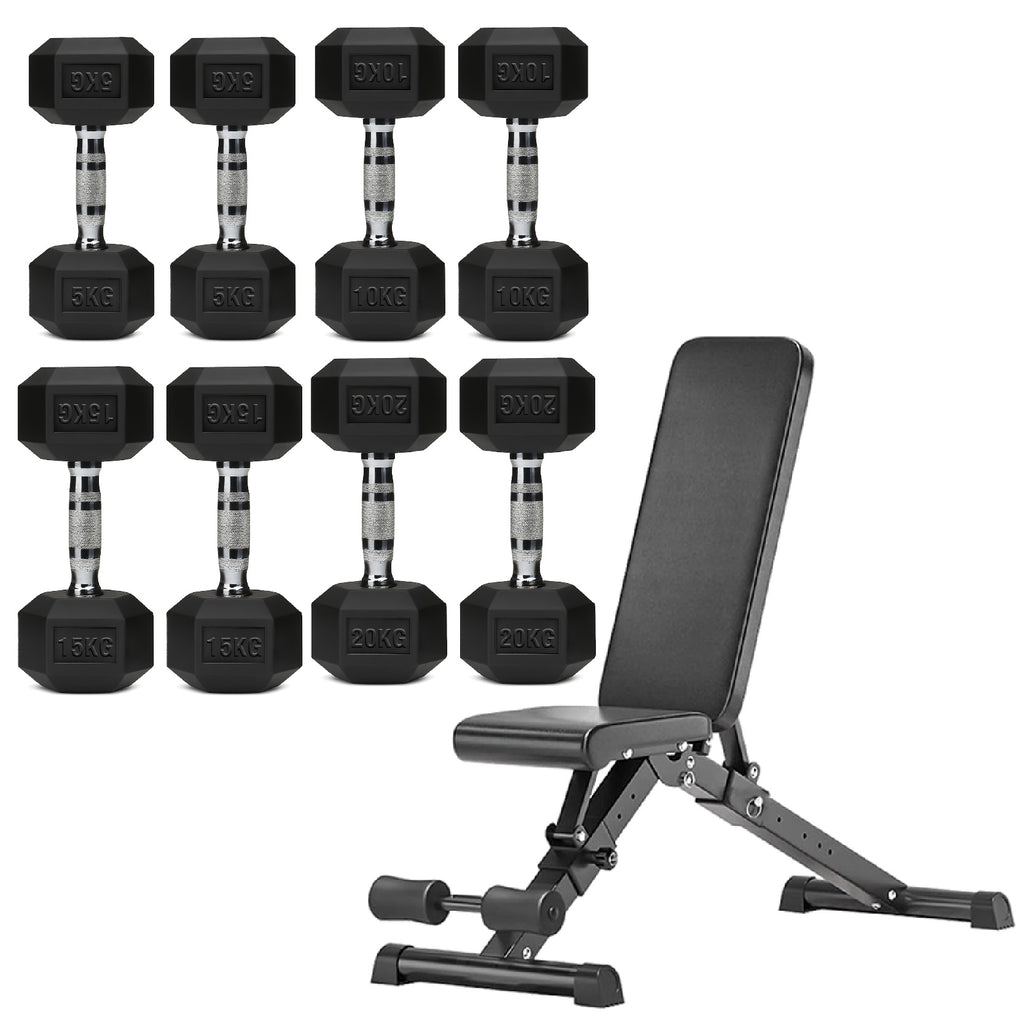 Hex Dumbbell Set 4 Pair with A5 Tier Rack
