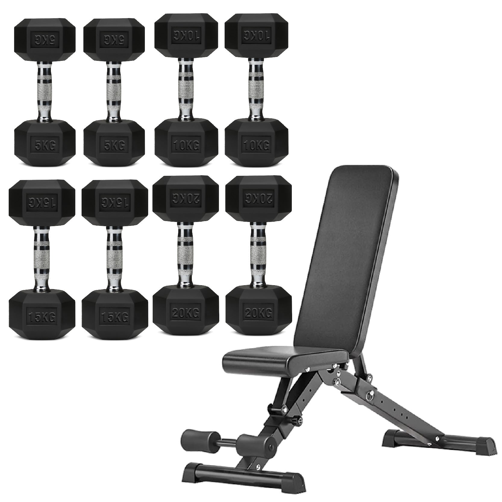 Hex Dumbbell Set 4 Pair with A5 Tier Rack
