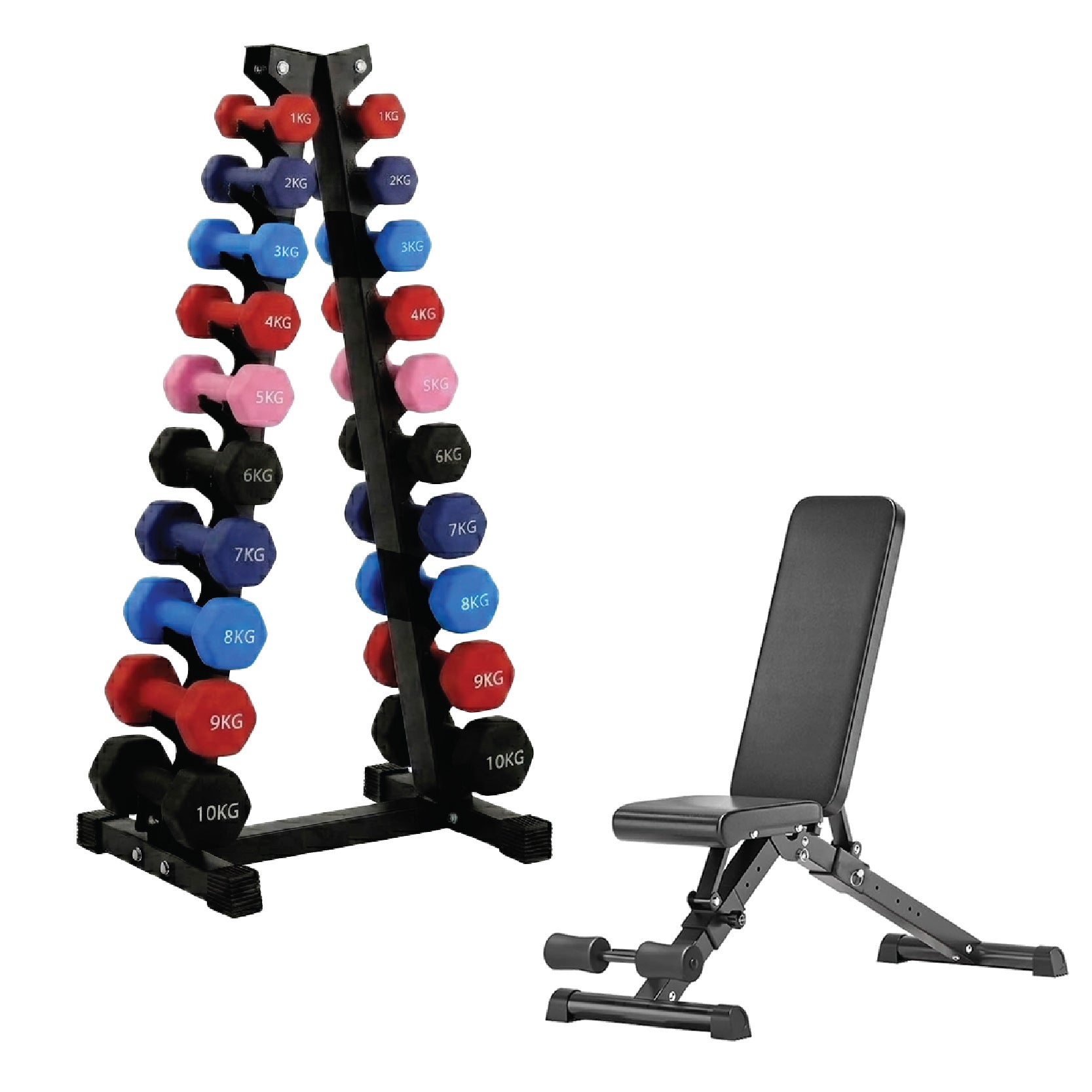 Neoprene Dumbbell 10 Tree Rack