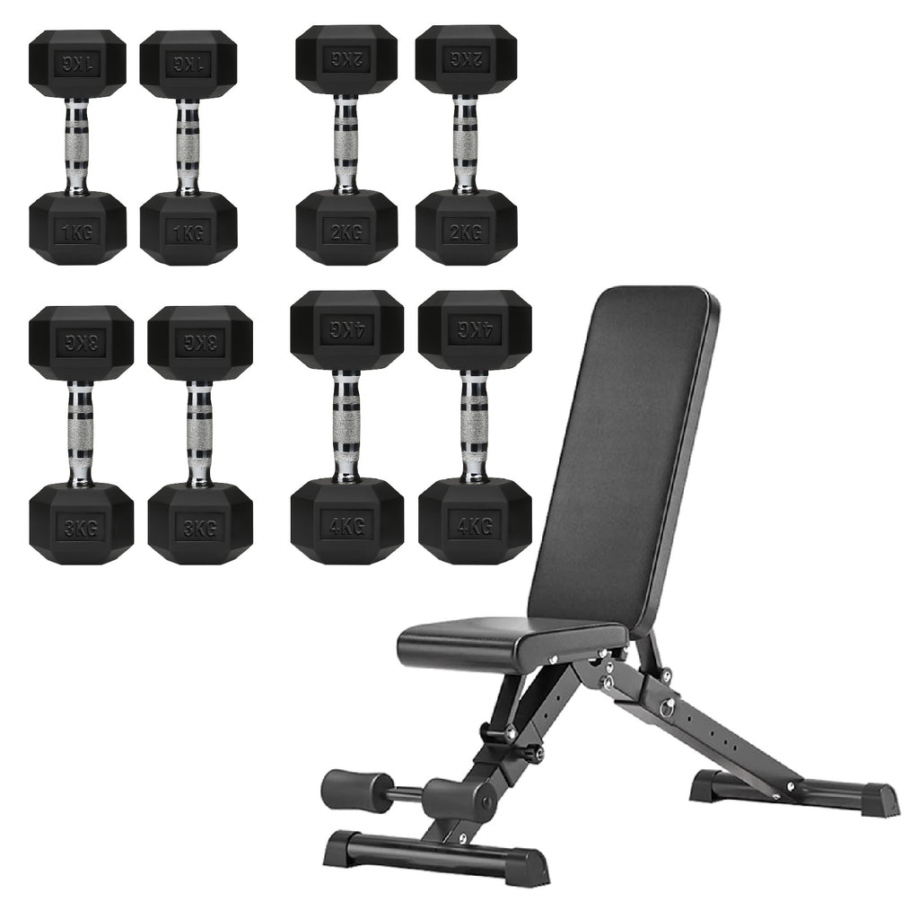 Hex Dumbbell Set 4 Pair with A5 Tier Rack