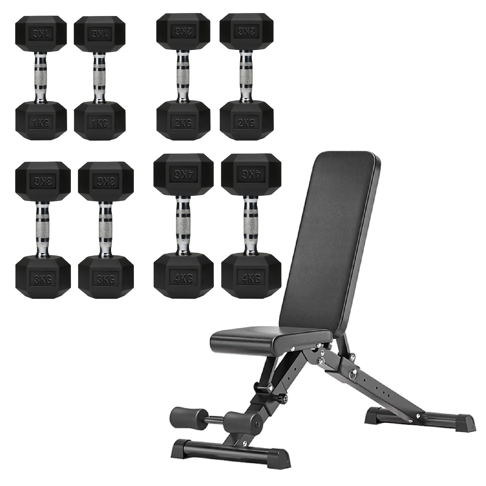 Hex Dumbbell Set 4 Pair with A5 Tier Rack