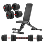 Adjustable Dumbbells & Barbell Set (20 kg / 25 kg / 30 kg) – 2-in-1 Home Gym Free Weights
