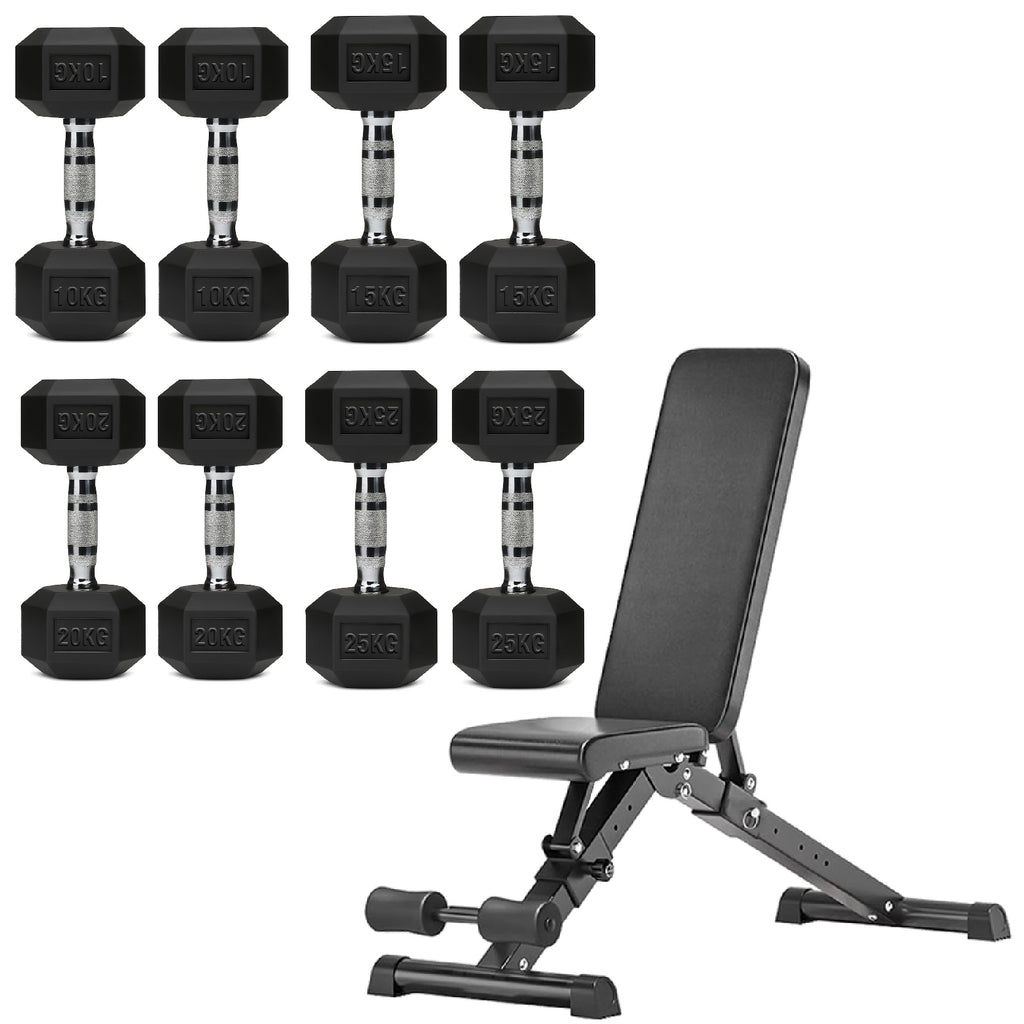 Hex Dumbbell Set 4 Pair with A5 Tier Rack