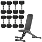 Hex Dumbbell Set 4 Pair with A5 Tier Rack