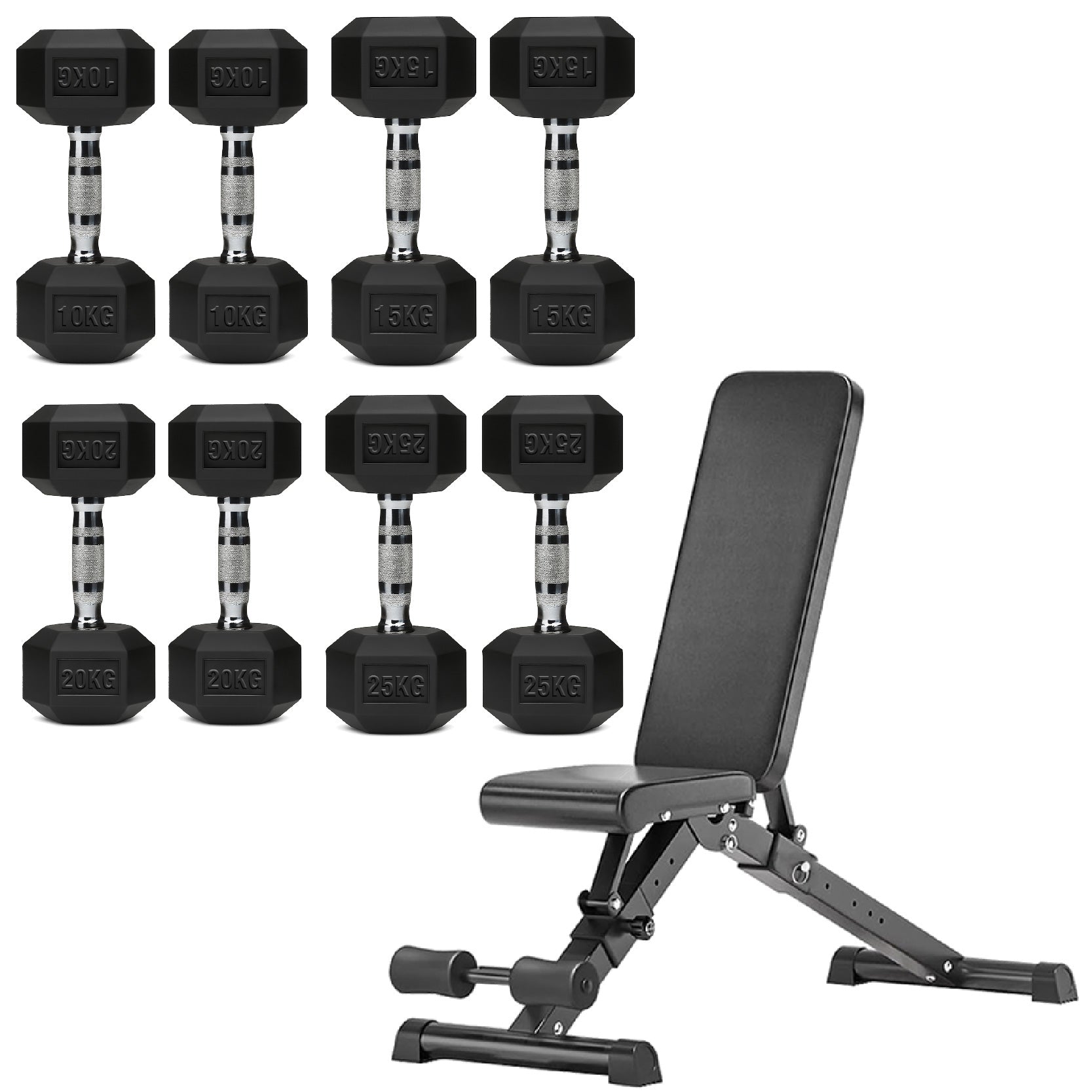 Hex Dumbbell Set 4 Pair with A5 Tier Rack