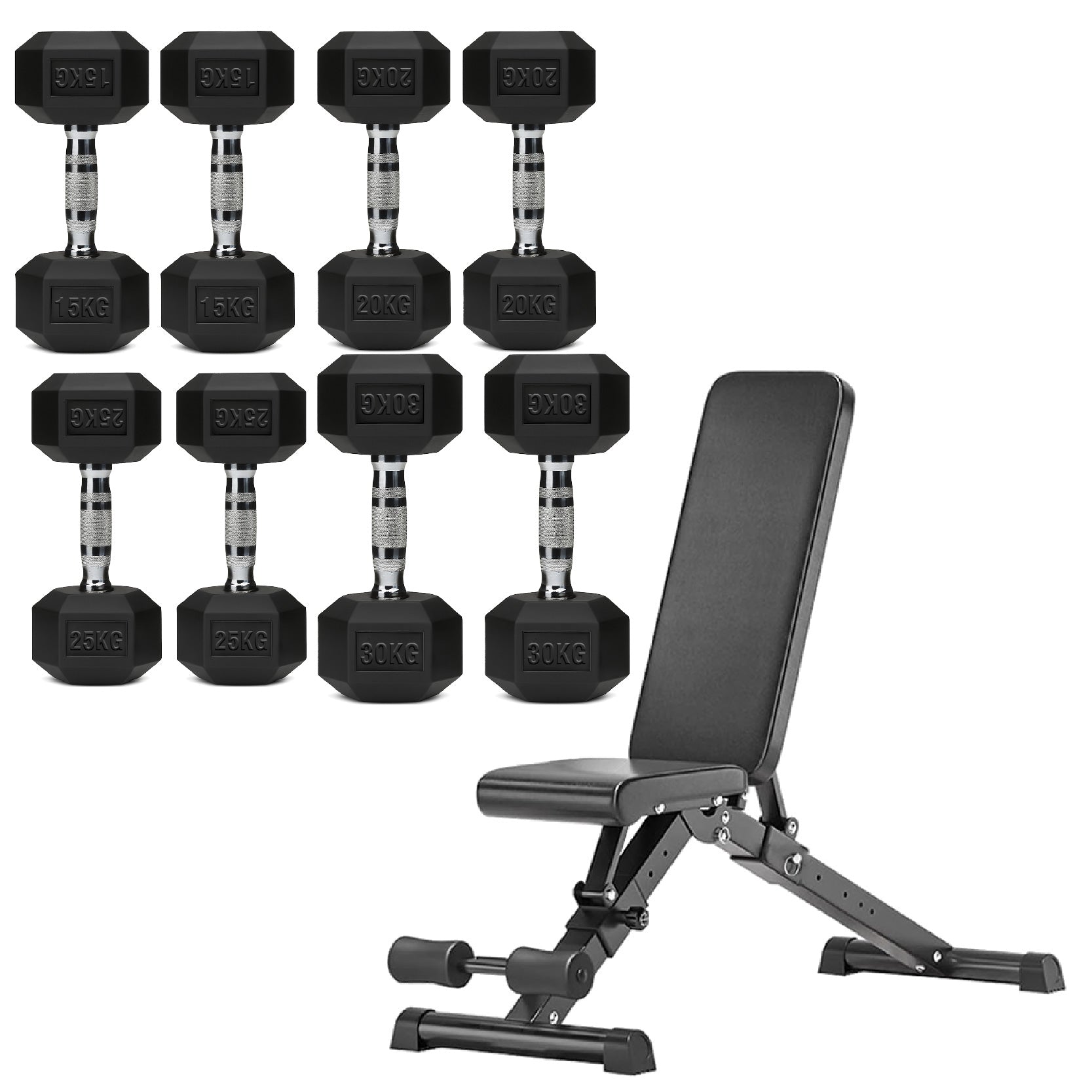 Hex Dumbbell Set 4 Pair with A5 Tier Rack