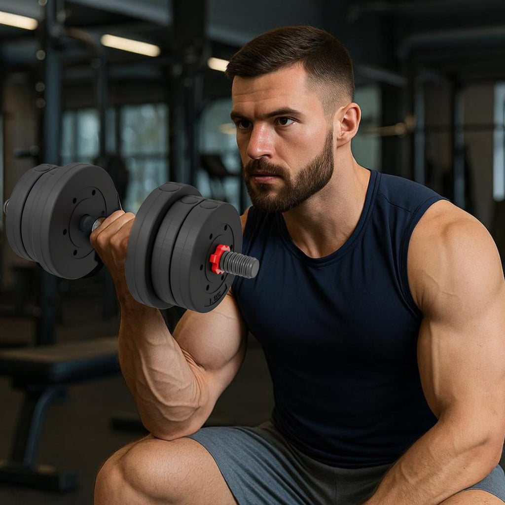 Adjustable Dumbbells & Barbell Set (20 kg / 25 kg / 30 kg) – 2-in-1 Home Gym Free Weights