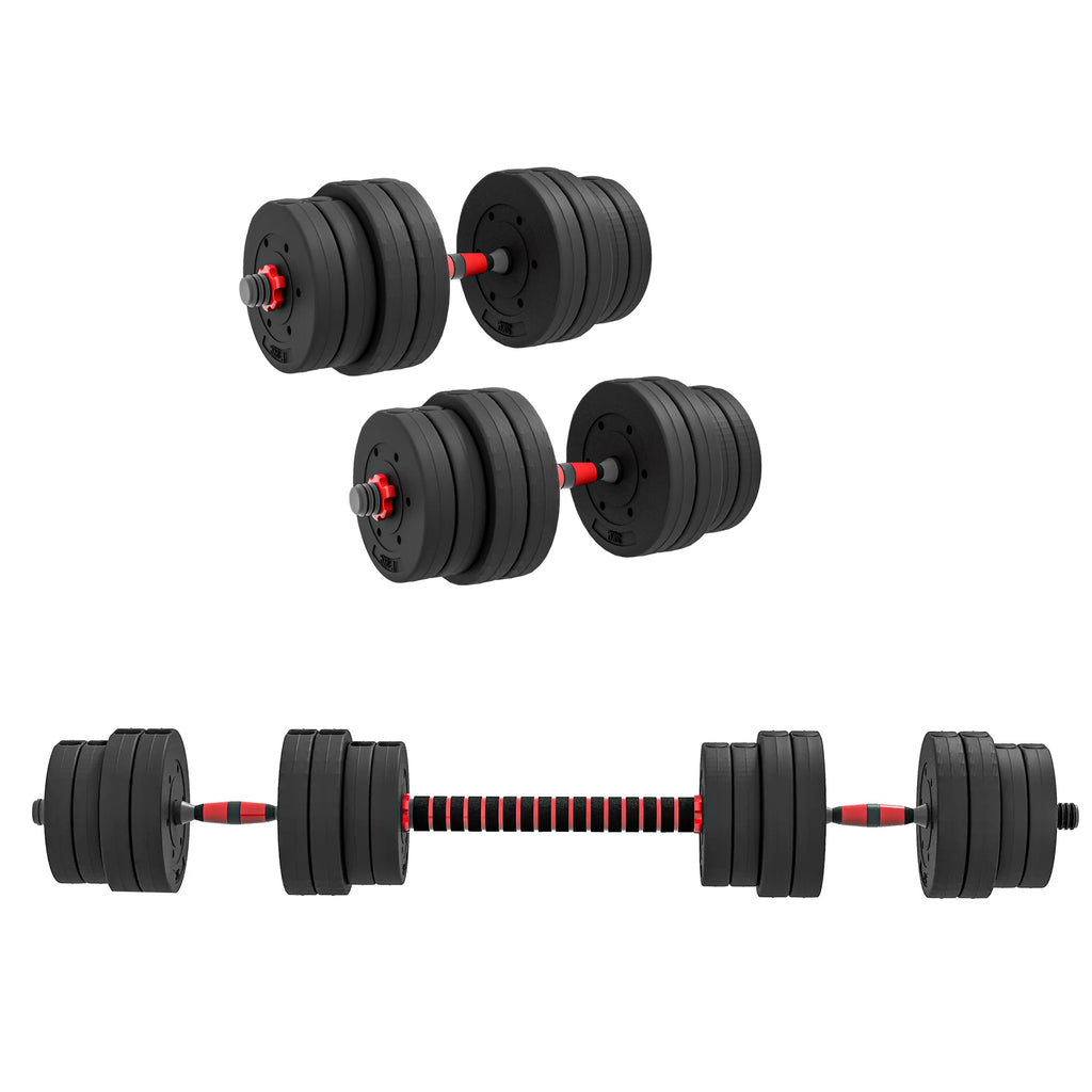 Adjustable Dumbbells & Barbell Set (20 kg / 25 kg / 30 kg) – 2-in-1 Home Gym Free Weights