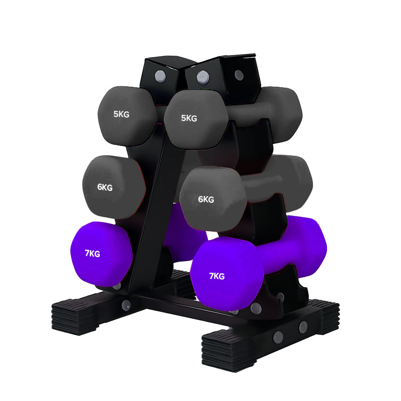 3 Tier Neoprene Hex Dumbbell Tree Rack – Heavy Duty Dumbbell Storage Rack for Home Gym