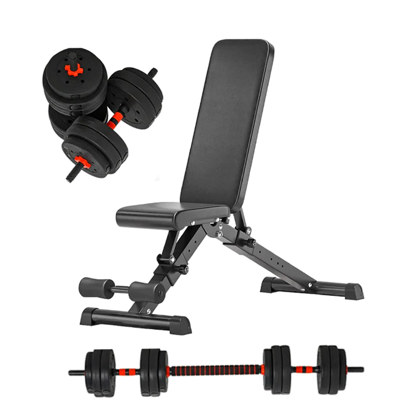 Adjustable Dumbbells & Barbell Set (20 kg / 25 kg / 30 kg) – 2-in-1 Home Gym Free Weights