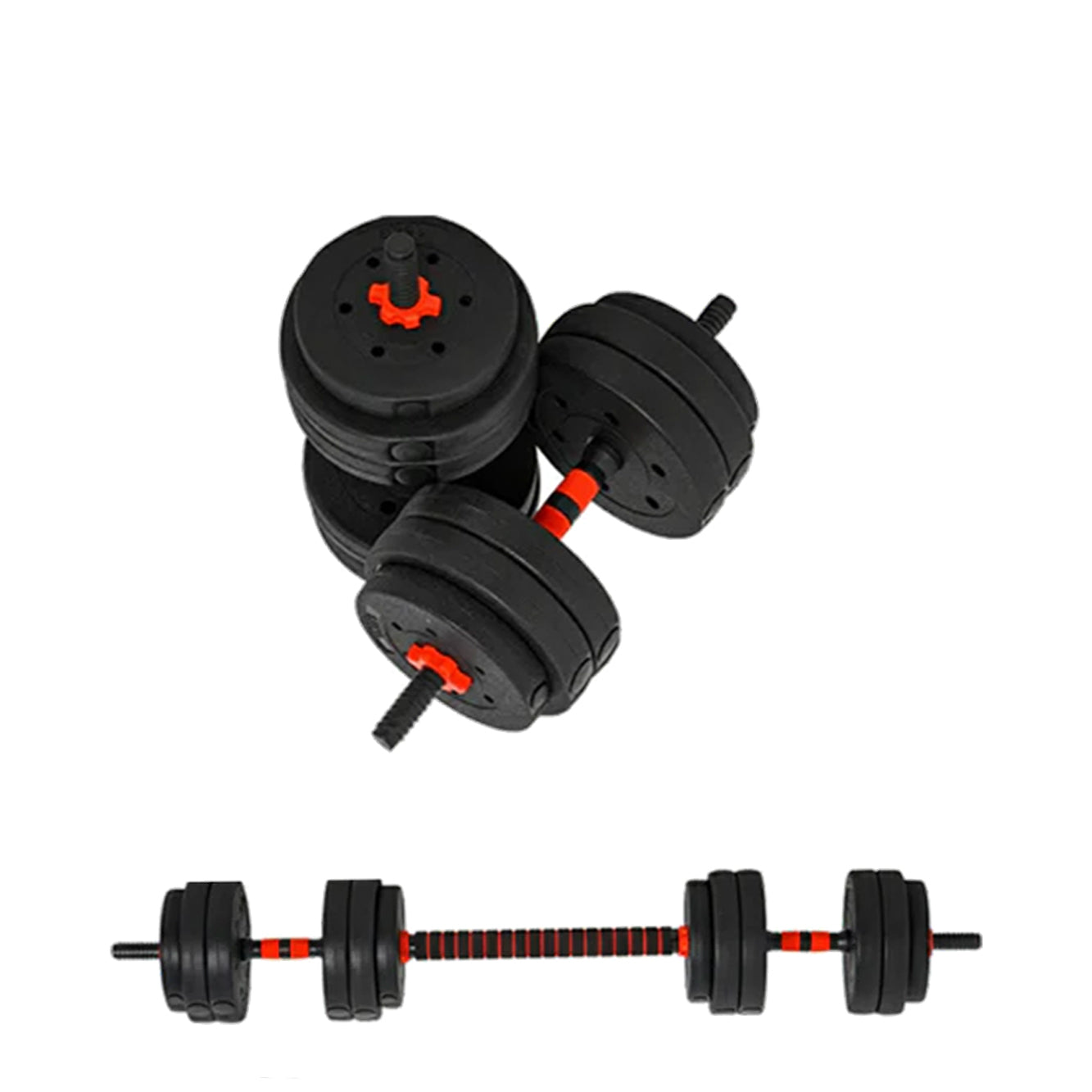Adjustable Dumbbells & Barbell Set (20 kg / 25 kg / 30 kg) – 2-in-1 Home Gym Free Weights