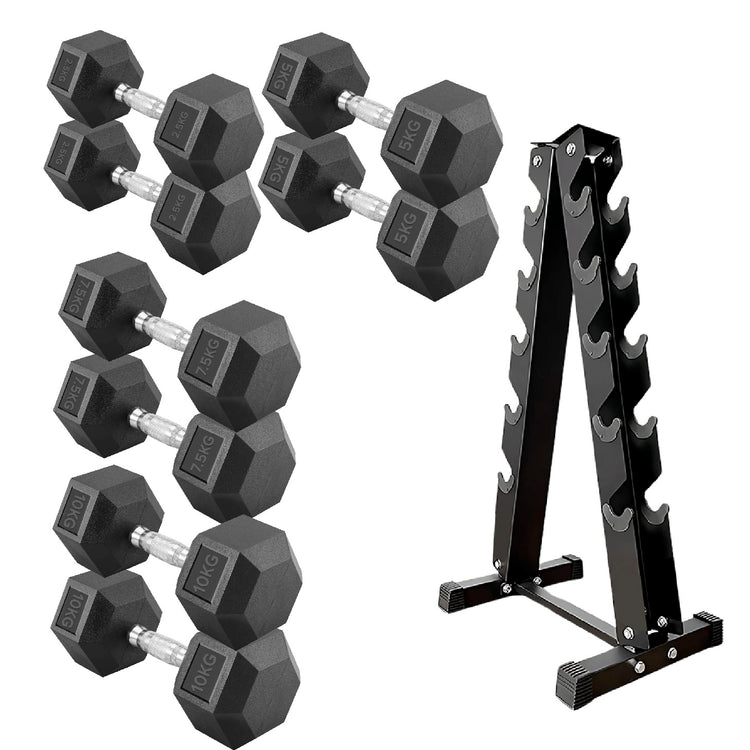 Hex Dumbbell Set with Rack ( 2.5kg to 60kg ) | in UK