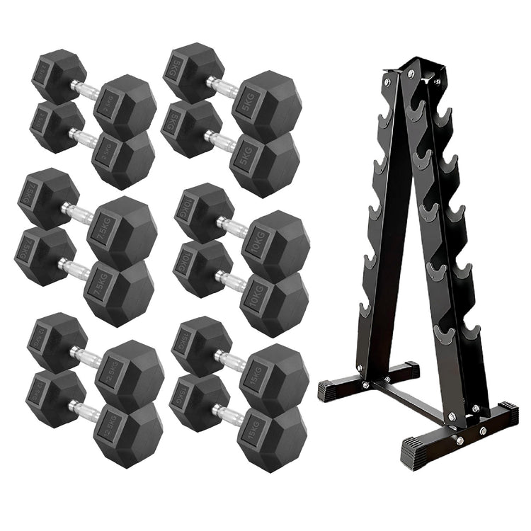 Hex Dumbbell Set with Rack ( 2.5kg to 60kg ) | in UK