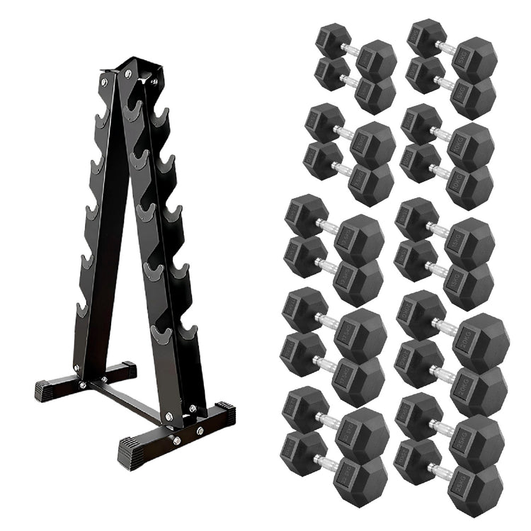 Hex Dumbbell Set with Rack ( 2.5kg to 60kg ) | in UK