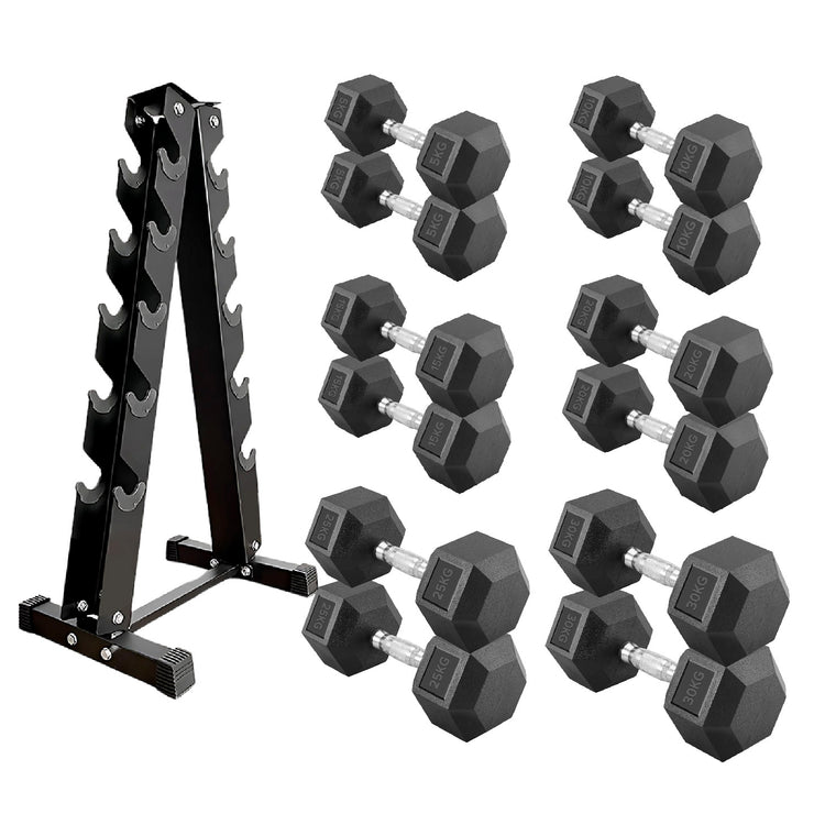 Hex Dumbbell Set with Rack ( 2.5kg to 60kg ) | in UK