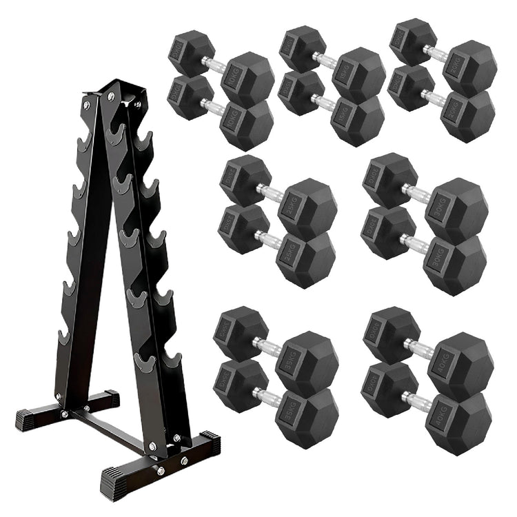 Hex Dumbbell Set with Rack ( 2.5kg to 60kg ) | in UK