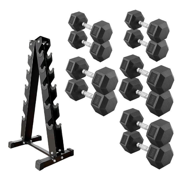 Hex Dumbbell Set with Rack ( 2.5kg to 60kg ) | in UK