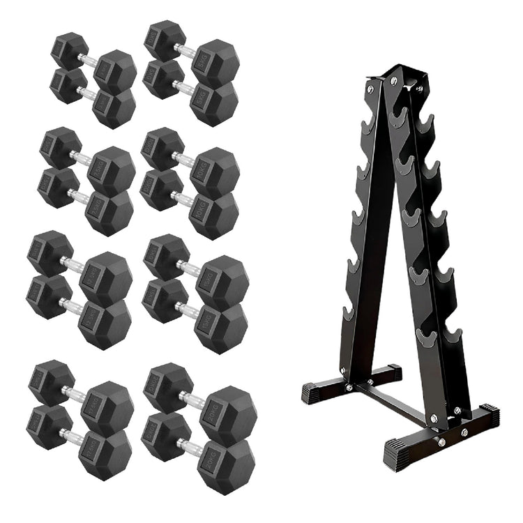 Hex Dumbbell Set with Rack ( 2.5kg to 60kg ) | in UK