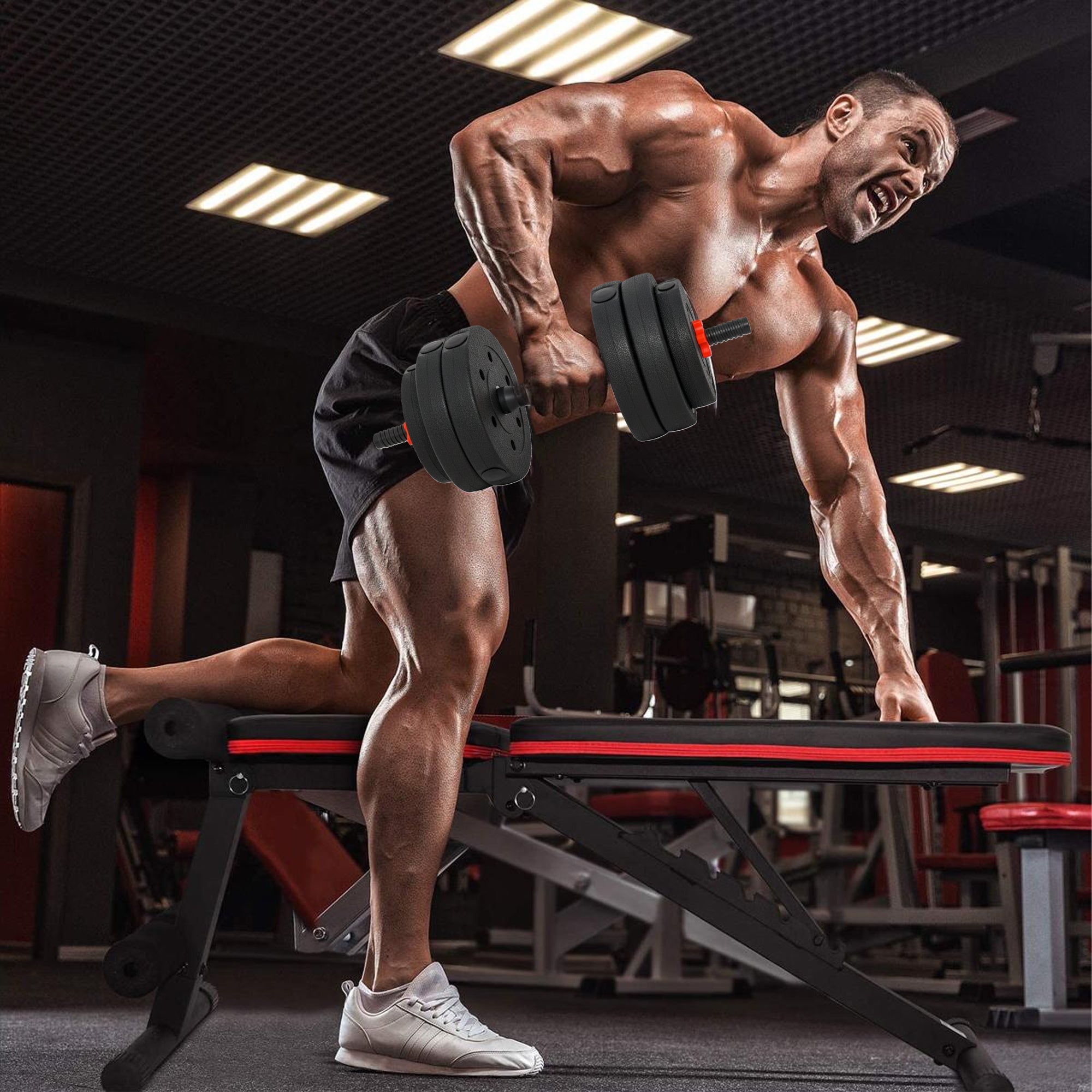 Adjustable Dumbbells & Barbell Set (20 kg / 25 kg / 30 kg) – 2-in-1 Home Gym Free Weights