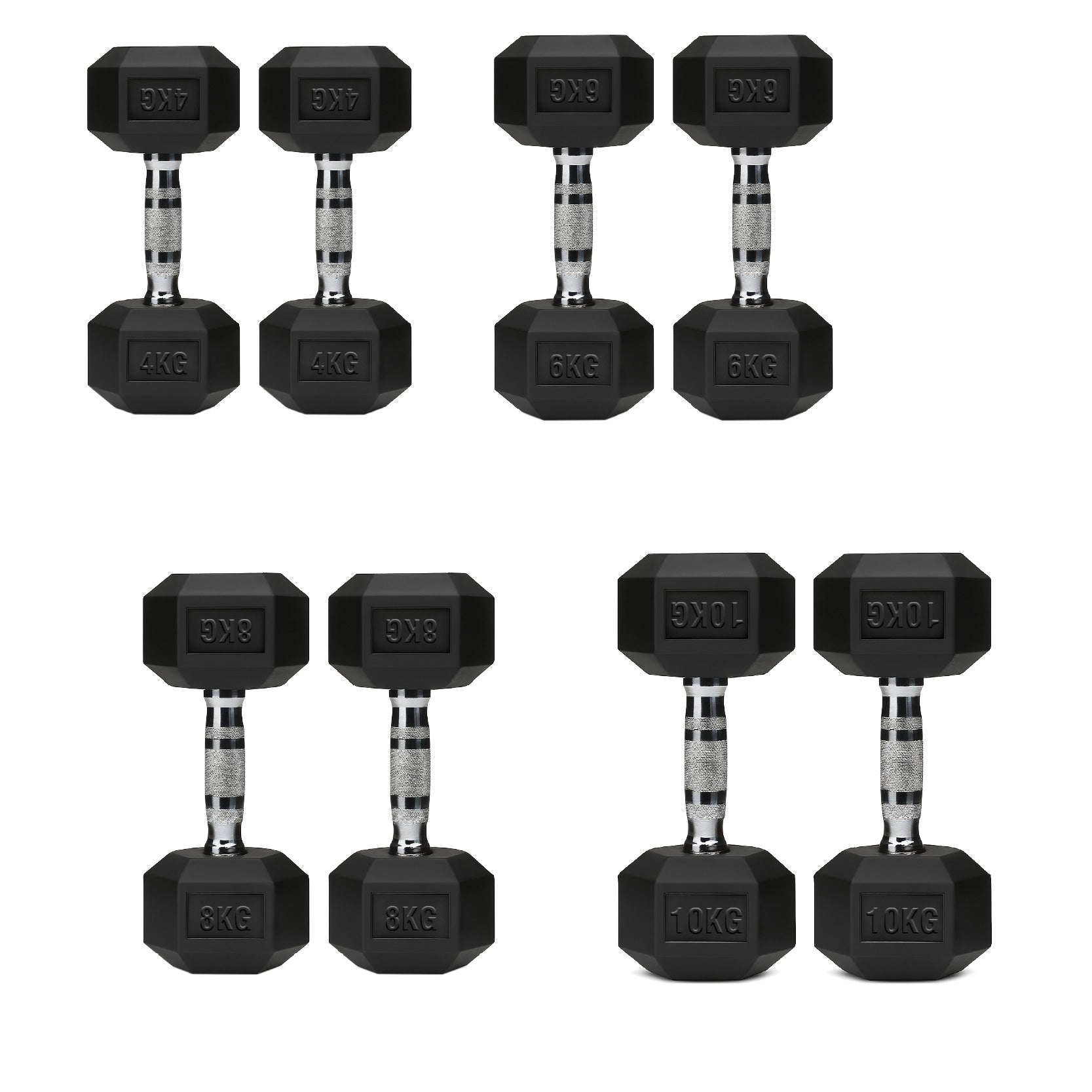 Hex Dumbbell Set 4 Pair with A5 Tier Rack
